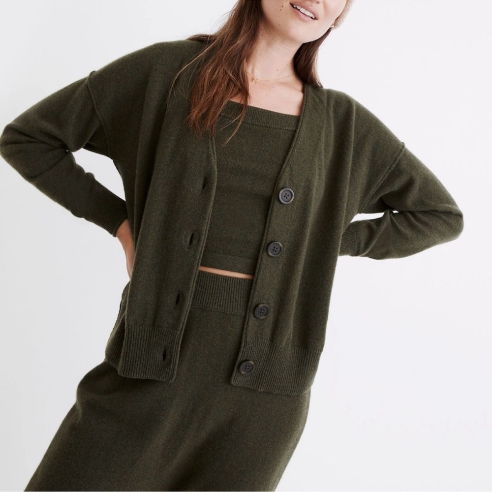 Madewell Green Button-Front Women's Cardigan Sweater